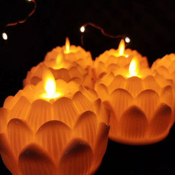 Lotus LED Moving Wick Candle | Warm White | Pack of 6