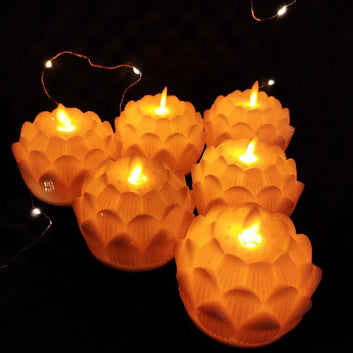 Lotus LED Moving Wick Candle | Warm White | Pack of 6