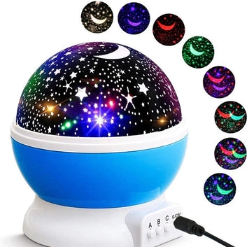 Rotating LED Star Moon Night Lamp Multi-color