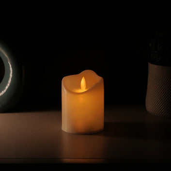 LED Moving Flame Pillar Candle - Smooth Ivory