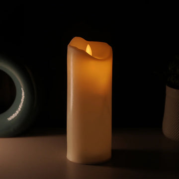 LED Moving Flame Pillar Candle - Smooth Ivory