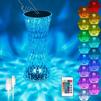 Rose Crystal Reflection Portable LED Table Lamp