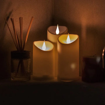 LED 3D Jumping Wick Pillar Candles | Size 5" to 7"