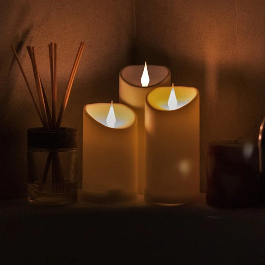 LED 3D Jumping Wick Pillar Candles | Size 5