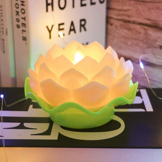 LED Moving Wick Lotus Flower Candle