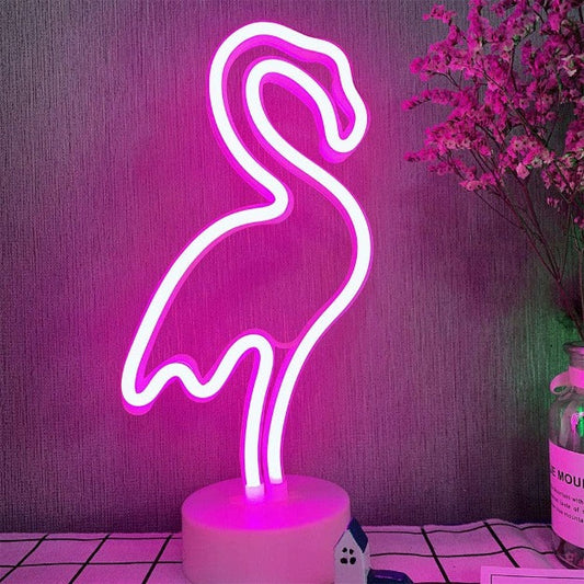 Flamingo Neon Sign Table Lamp | Battery & USB Operated