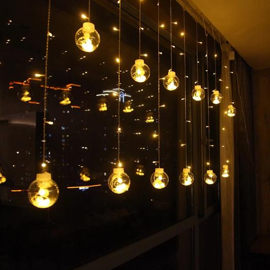 Wish Ball Curtain Lights | 12 Wish Balls | Warm White LED