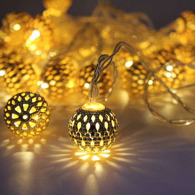 Metal Moroccan Balls Decorative String Lights - Warm White