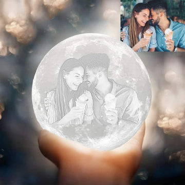 Personalized 3D Moon Lunar Lamp with Photo and Message Customization