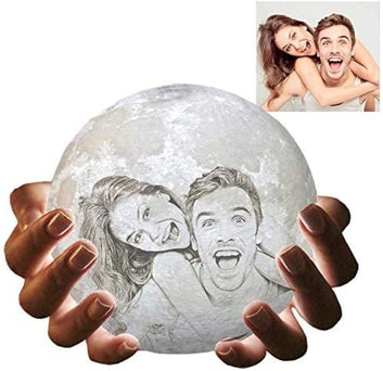 Personalized 3D Moon Lunar Lamp with Photo and Message Customization